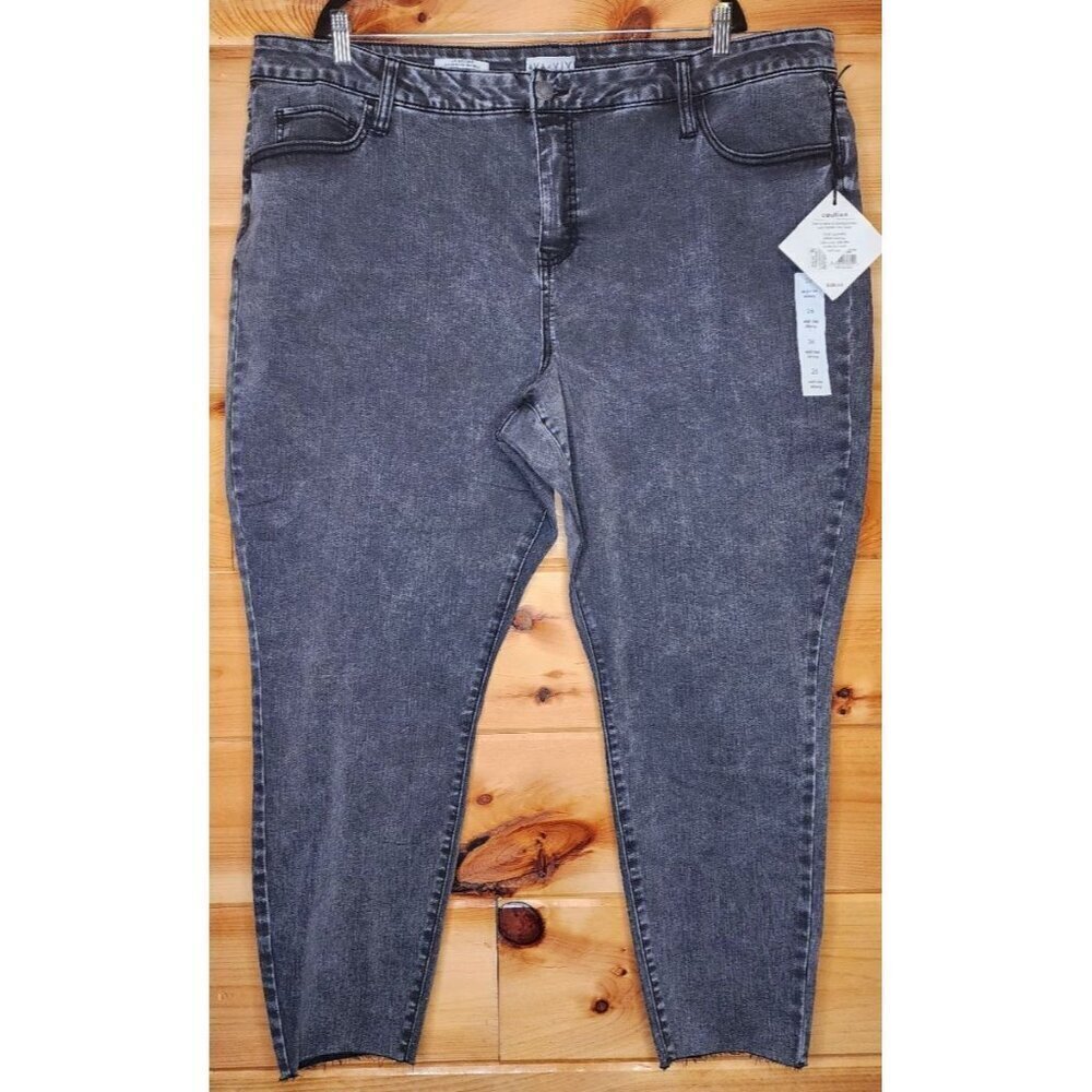 Ava & Viv Women's Mid-Rise Cropped Skinny Jeans, Charcoal Size 26